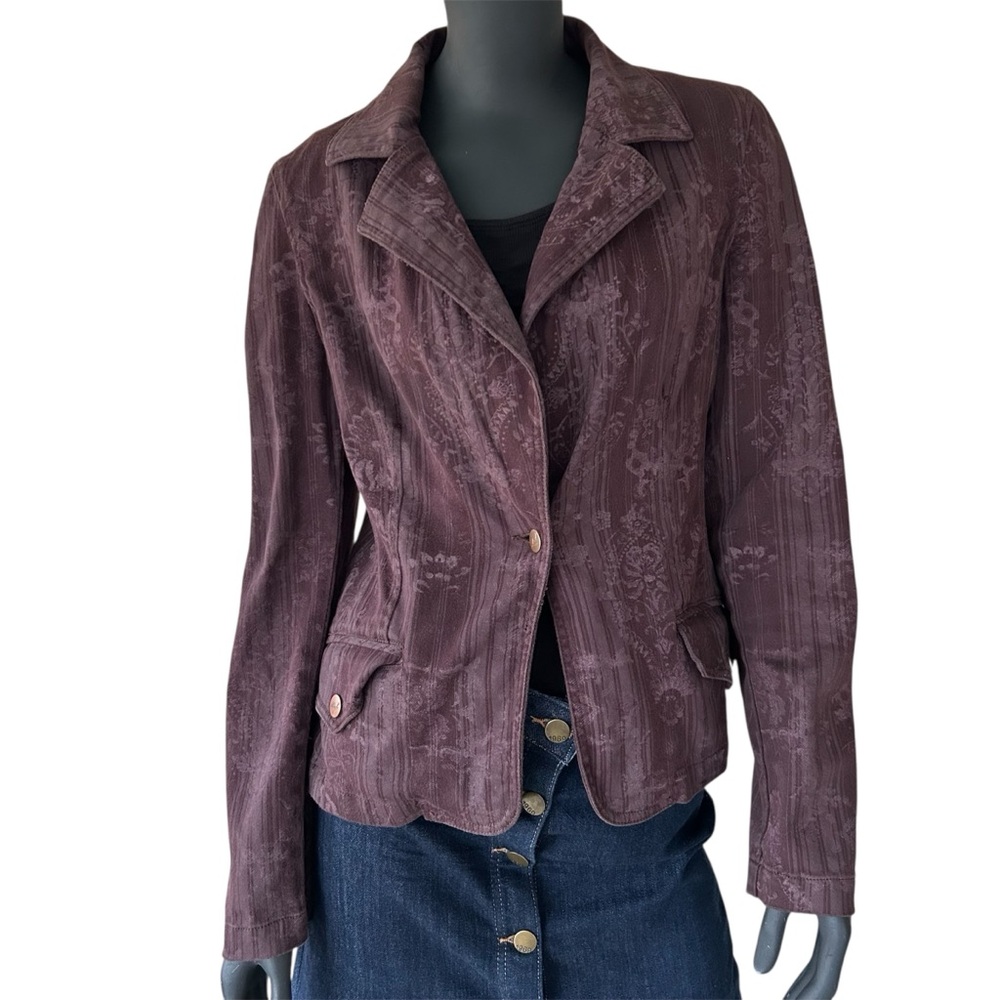 Vintage Y2K Cotton Stretch Blazer Stripe Damask Pattern Rory Gilmore